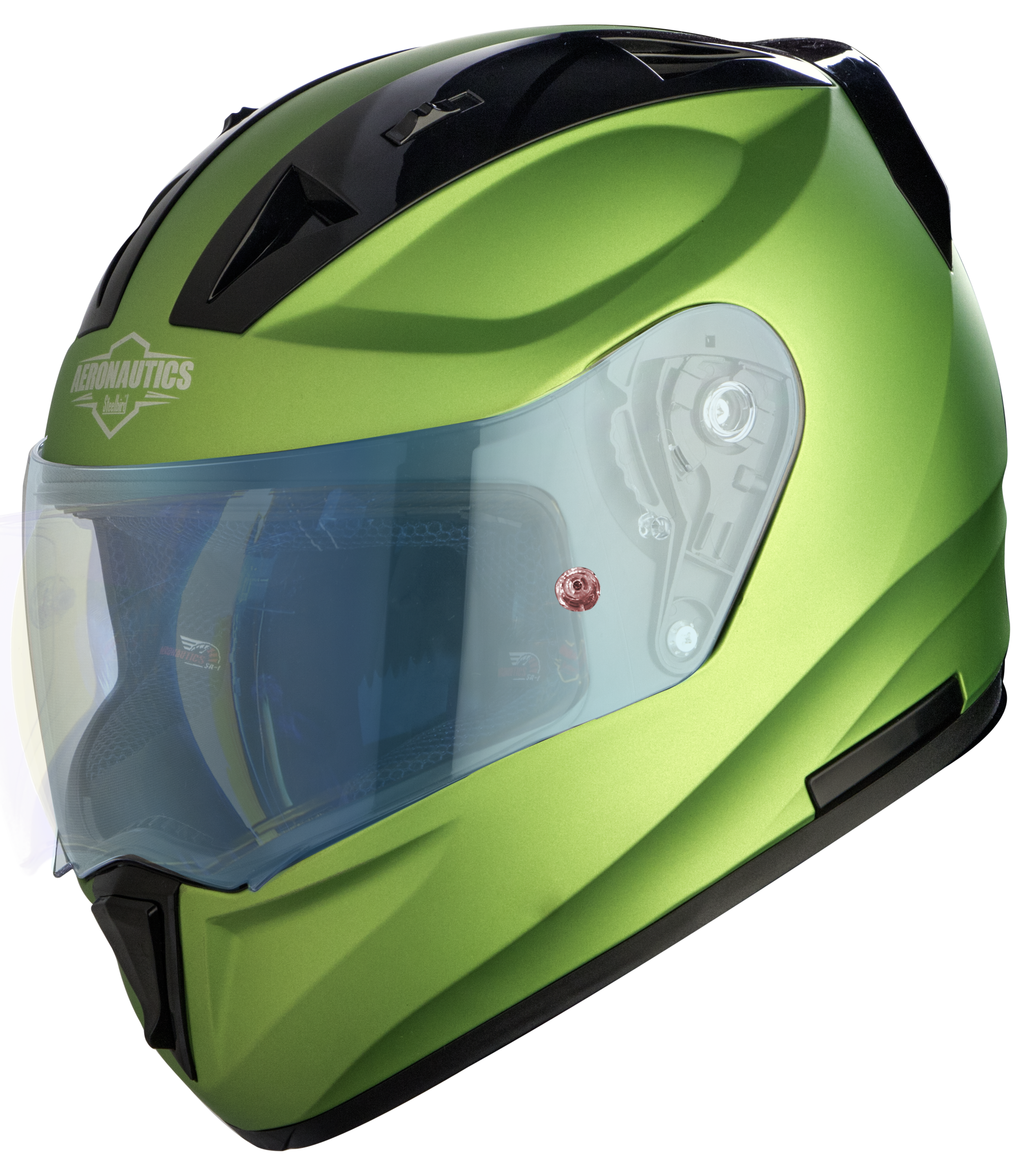 SA-1 Aeronautics Mat Y Green With Anti-Fog Shield Blue Night Vision Visor